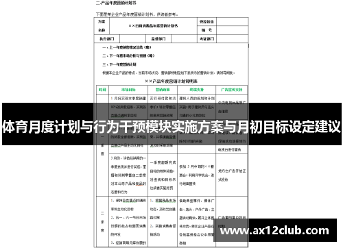 体育月度计划与行为干预模块实施方案与月初目标设定建议